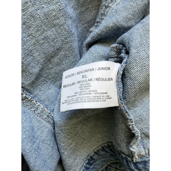 L.E.I Denim Button Front Sherpa Collar 90s Trucker Jacket Juniors Size XL - Picture 7 of 7